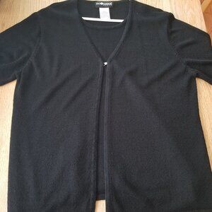 VTG Sag Harbor Top Womens Size 1X Black Faux Cardigan Knit